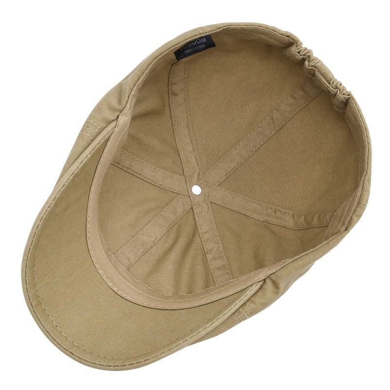 VOBOOM Cotton Washing Flat Cap Cabbie Hat Gatsby Ivy Irish Hunting Newsboy (Khaki) - Image 5